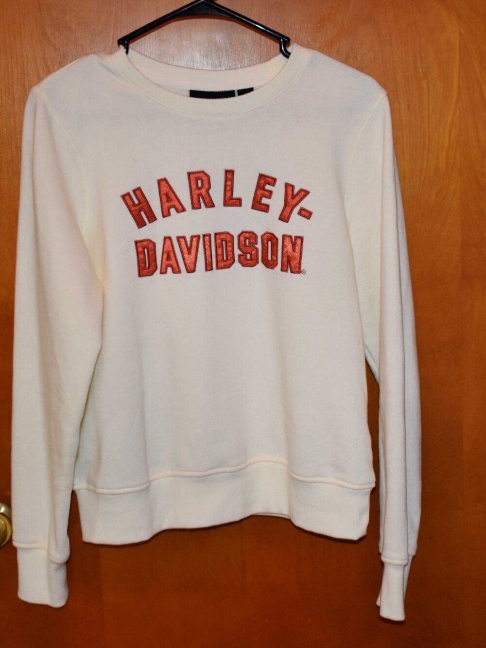 Cropped Harley Davidson Cream Colored Sweatshirt, Medium